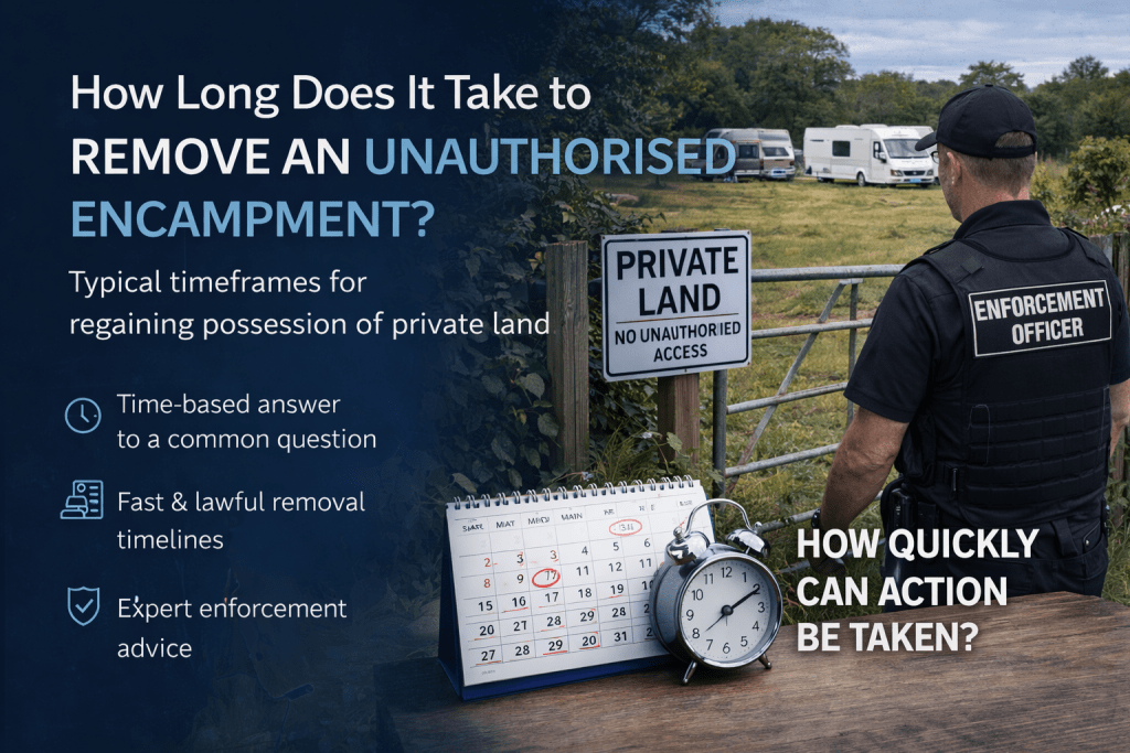 how long does it take to remove travellers from your land