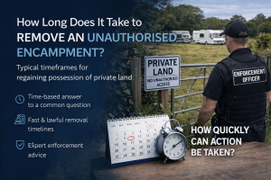 how long does it take to remove travellers from your land